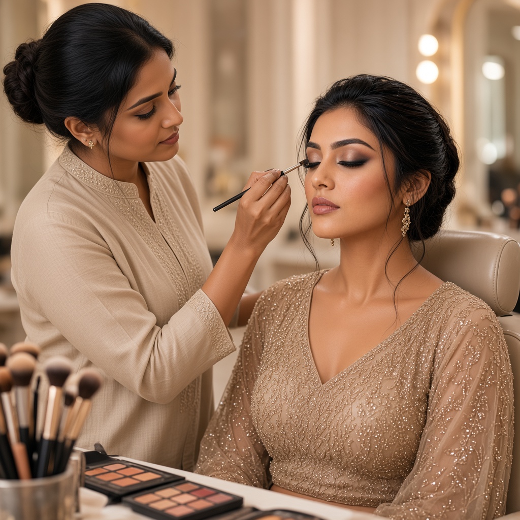 Makeup artist applying makeup