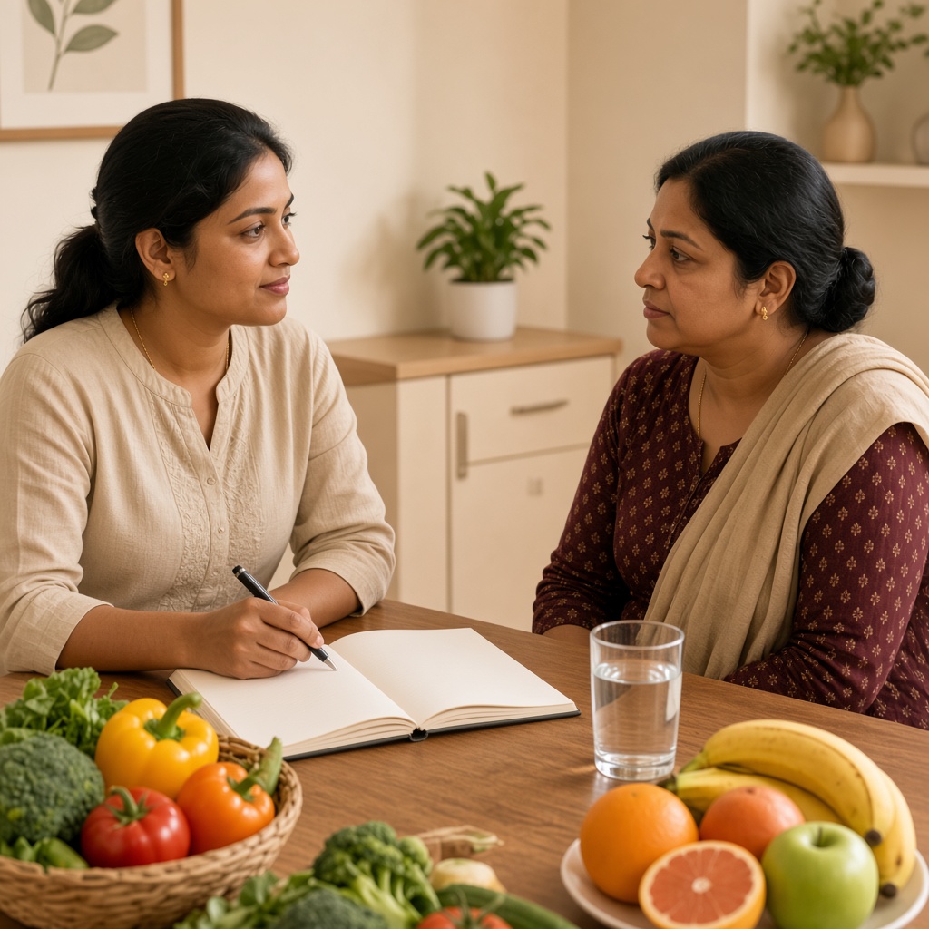 Nutritionist reviewing a meal plan